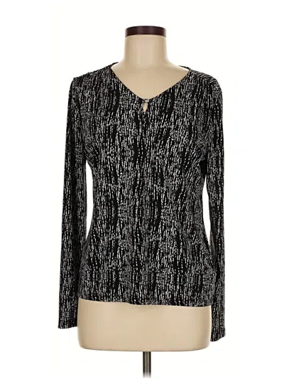 Pre-owned Tahari Long Sleeve Blouse In Black