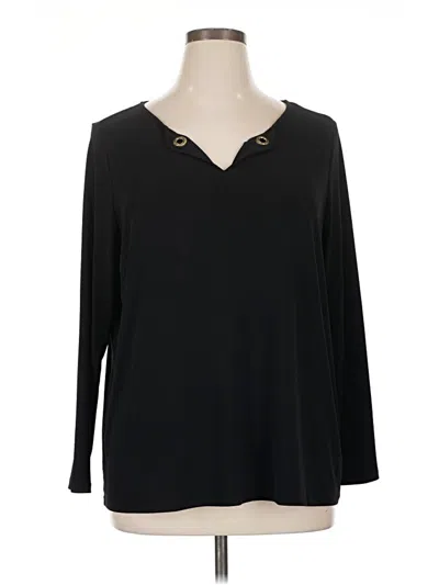 Pre-owned Tahari Long Sleeve Blouse In Black