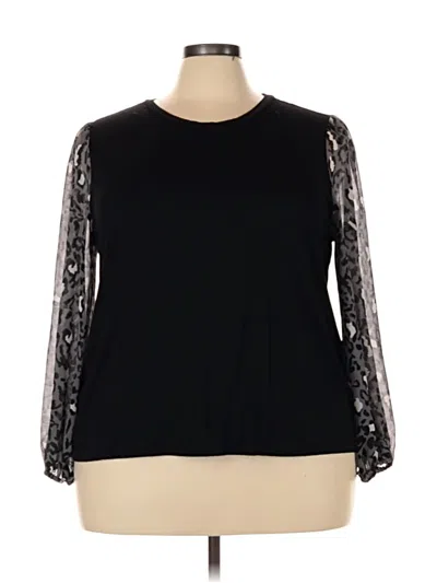 Pre-owned Tahari Long Sleeve Blouse In Black