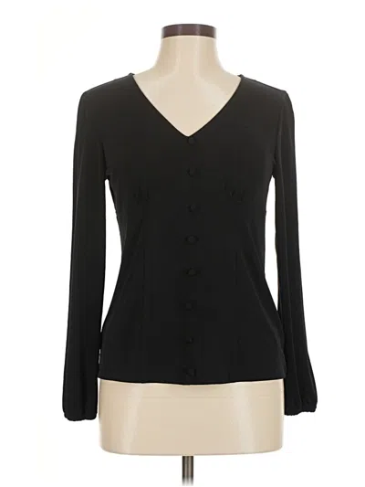 Pre-owned Tahari Long Sleeve Blouse In Black