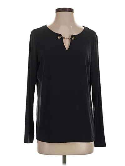 Pre-owned Tahari Long Sleeve Blouse In Black