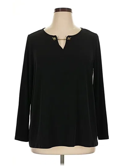Pre-owned Tahari Long Sleeve Blouse In Black