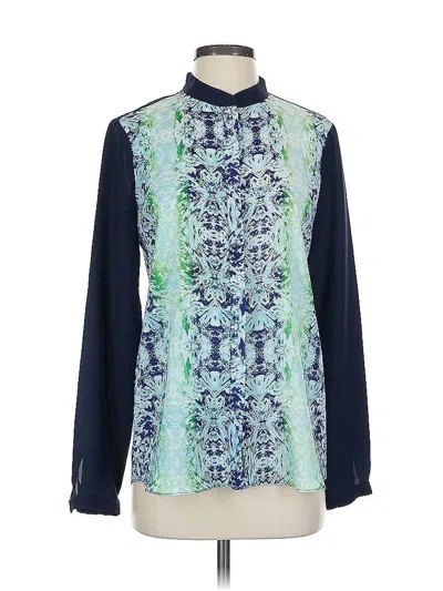 Pre-owned Tahari Long Sleeve Blouse In Blue