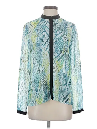 Pre-owned Tahari Long Sleeve Blouse In Blue