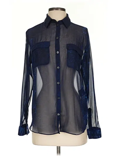 Pre-owned Tahari Long Sleeve Blouse In Blue