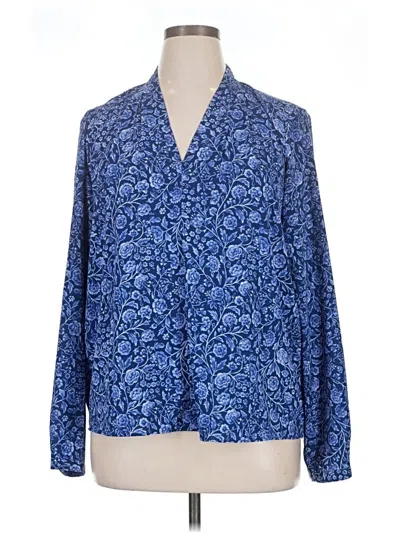 Pre-owned Tahari Long Sleeve Blouse In Blue