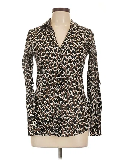 Pre-owned Tahari Long Sleeve Blouse In Brown