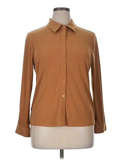 Pre-owned Tahari Long Sleeve Blouse In Brown