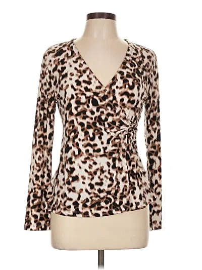 Pre-owned Tahari Long Sleeve Blouse In Brown