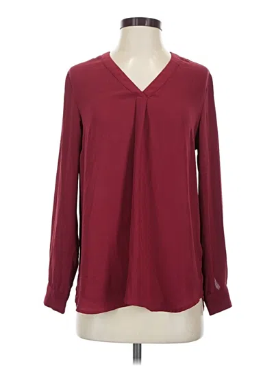 Pre-owned Tahari Long Sleeve Blouse In Burgundy
