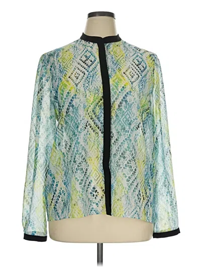 Pre-owned Tahari Long Sleeve Blouse In Green