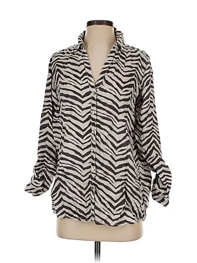 Pre-owned Tahari Long Sleeve Blouse In Silver