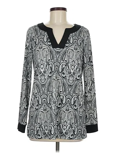 Pre-owned Tahari Long Sleeve Blouse In Silver