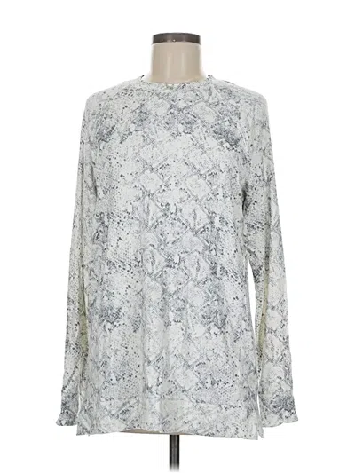 Pre-owned Tahari Long Sleeve Blouse In Silver