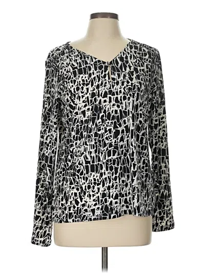 Pre-owned Tahari Long Sleeve Blouse In Silver