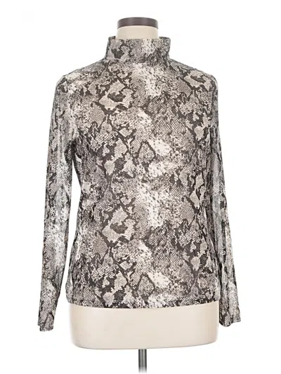 Pre-owned Tahari Long Sleeve Blouse In Silver
