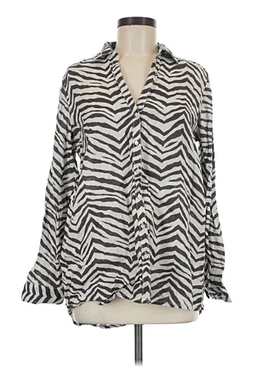 Pre-owned Tahari Long Sleeve Blouse In Silver