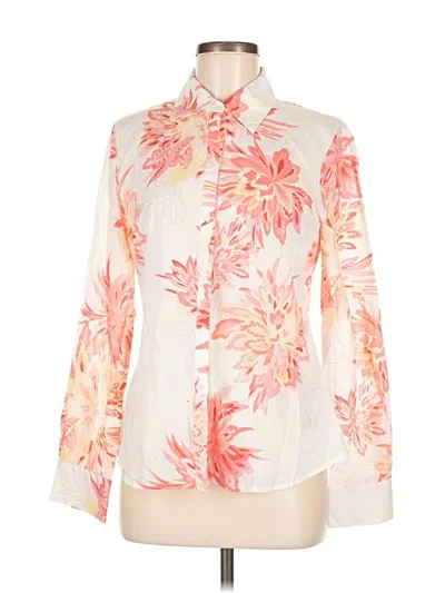 Pre-owned Tahari Long Sleeve Blouse In White