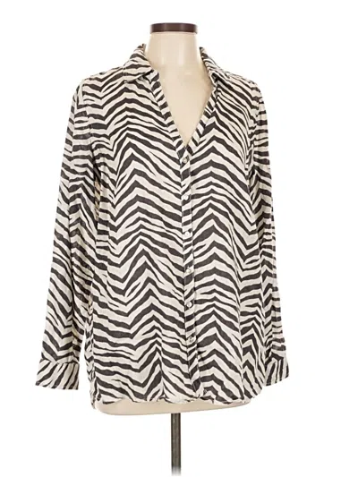 Pre-owned Tahari Long Sleeve Blouse In White