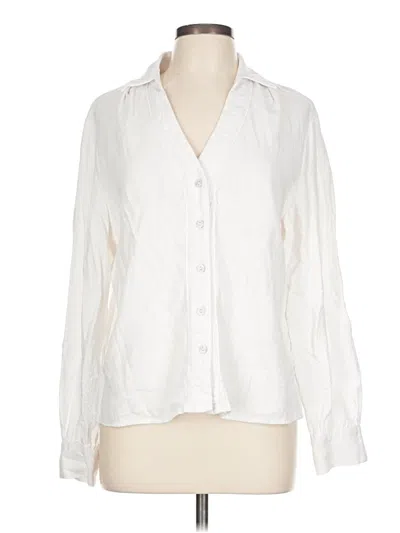 Pre-owned Tahari Long Sleeve Blouse In White