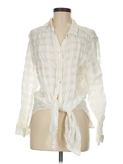 Pre-owned Tahari Long Sleeve Blouse In White