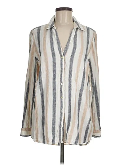Pre-owned Tahari Long Sleeve Blouse In White
