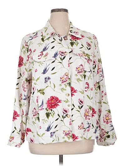 Pre-owned Tahari Long Sleeve Blouse In White