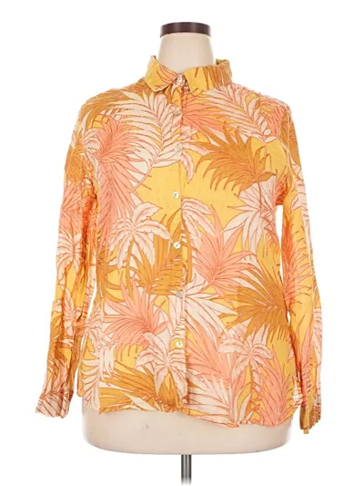Pre-owned Tahari Long Sleeve Blouse In Yellow