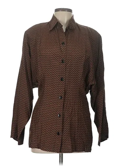 Pre-owned Tahari Long Sleeve Button Down Shirt In Brown