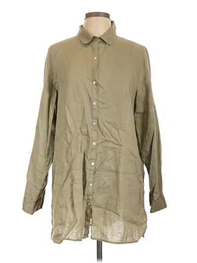 Pre-owned Tahari Long Sleeve Button Down Shirt In Green