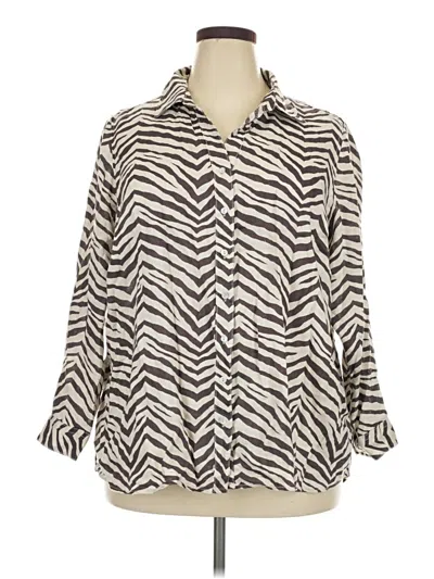 Pre-owned Tahari Long Sleeve Button Down Shirt In Ivory