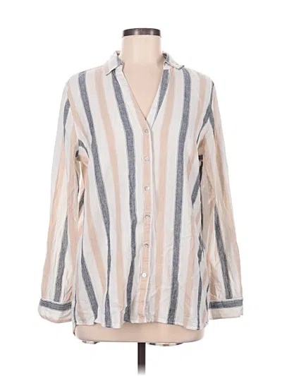 Pre-owned Tahari Long Sleeve Button Down Shirt In Silver