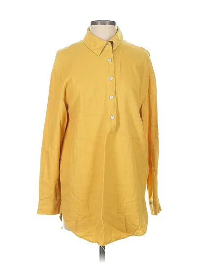 Pre-owned Tahari Long Sleeve Button Down Shirt In Yellow
