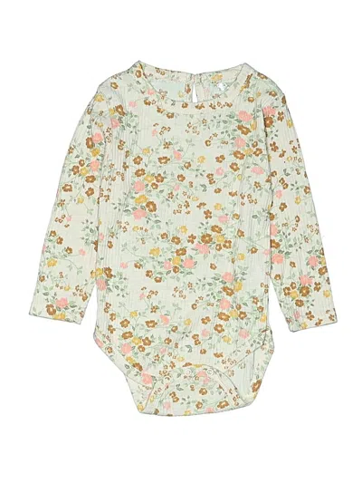 Pre-owned Tahari Kids' Long Sleeve Onesie In White