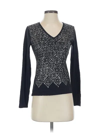 Pre-owned Tahari Long Sleeve T-shirt In Black