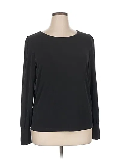 Pre-owned Tahari Long Sleeve Top Black Boatneck Tops