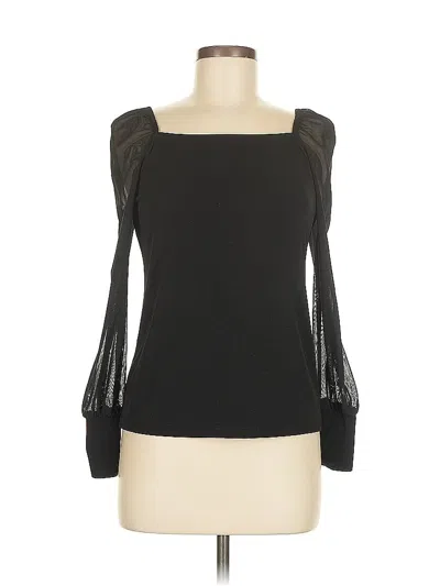 Pre-owned Tahari Long Sleeve Top Black Square Neckline Tops