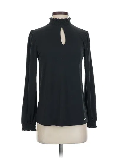 Pre-owned Tahari Long Sleeve Top Black Turtleneck Tops