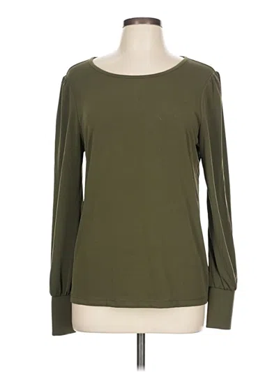Pre-owned Tahari Long Sleeve Top Green Boatneck Tops