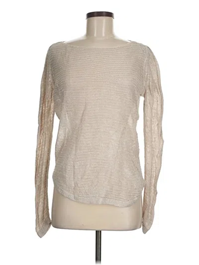 Pre-owned Tahari Long Sleeve Top Ivory Crew Neck Tops In White