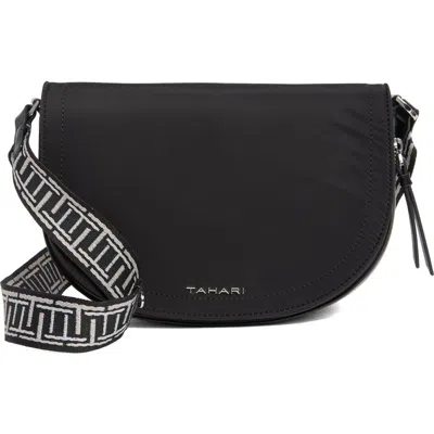 Tahari Marcy Expandable Crescent Crossbody Bag In Black Nylon