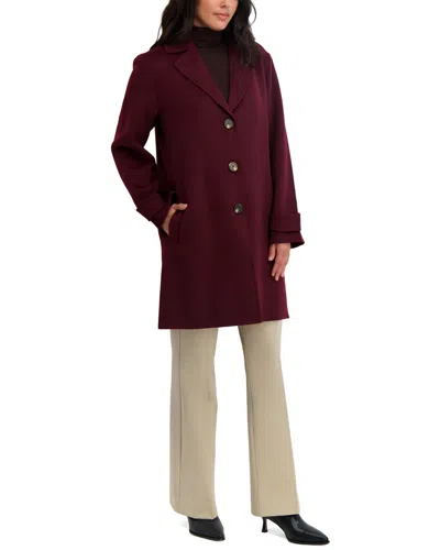 Tahari Mari Long Wool-blend Coat In Burgundy
