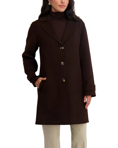 Tahari Mari Long Wool-blend Coat In Burgundy