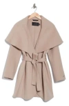 Tahari Marla Oversized Wool-blend Wrap Coat In Soft Almond