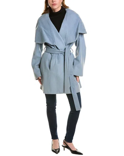 Tahari Marla Oversized Wool-blend Wrap Coat In Blue