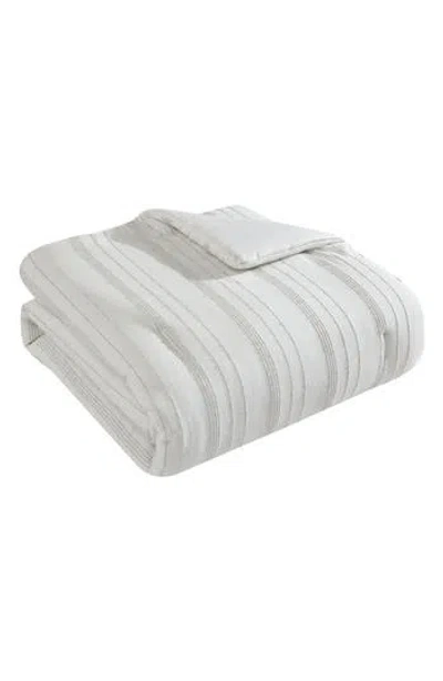Tahari Mellie Stitch Stripe 3-piece Comforter Set In White/pumice Stone