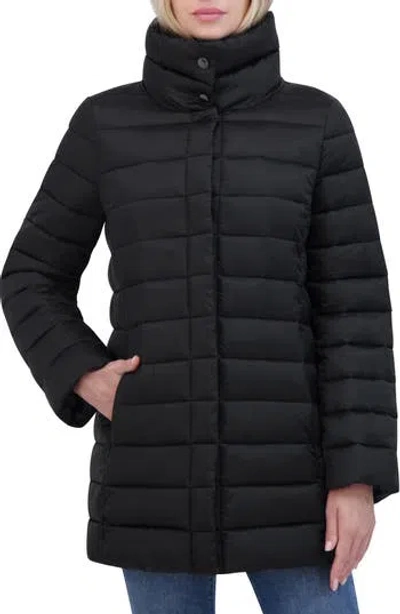 Tahari Melody Quilted Puffer Coat In Blue