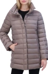 Tahari Melody Quilted Puffer Coat In Gray