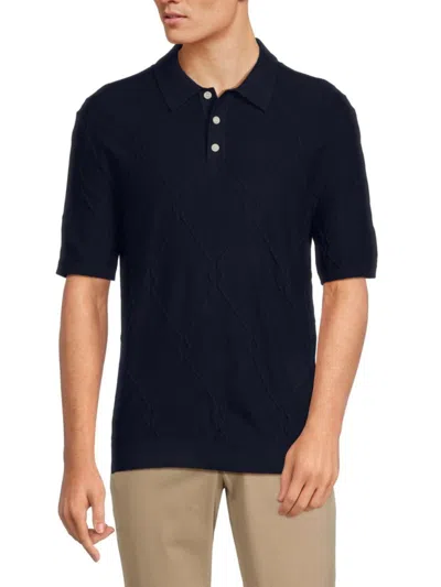 Tahari Men's Piped Polo Sweater In Navy