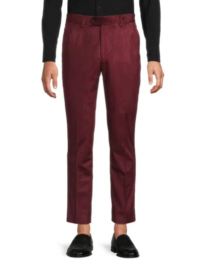 Tahari Men's Slim Fit Velvet Dress Pants In Burgundy